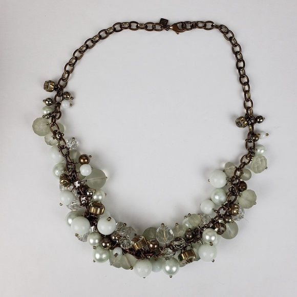 Banana Republic Pearl Crystal Frosted Beaded Statement Necklace - Picture 4 of 12